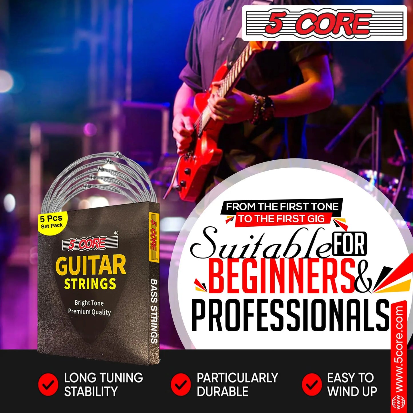 Guitar Strings / DB 5 Core Electric Guitar Strings Pure Nickel .010-.048 Gauge Rich Full Tonal Spectrum 6 String Set Made of Steel