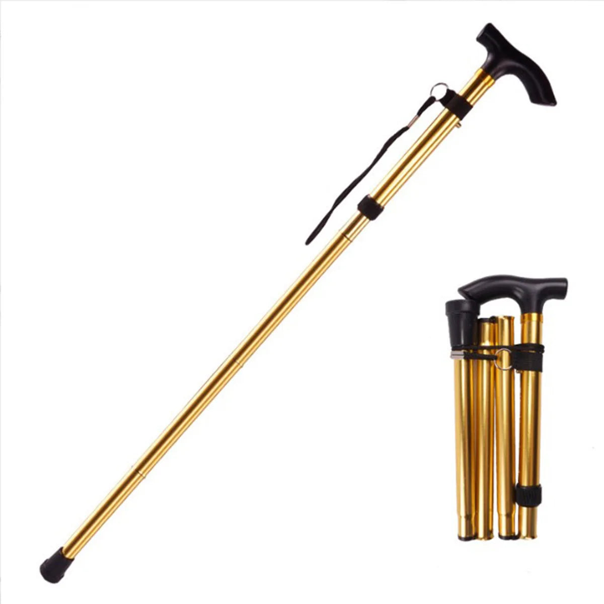 Aluminum Alloy Foldable Crutch Walking Stick Cane Outdoor Trekking Pole Anti-skid Walking Stick for the Elderly