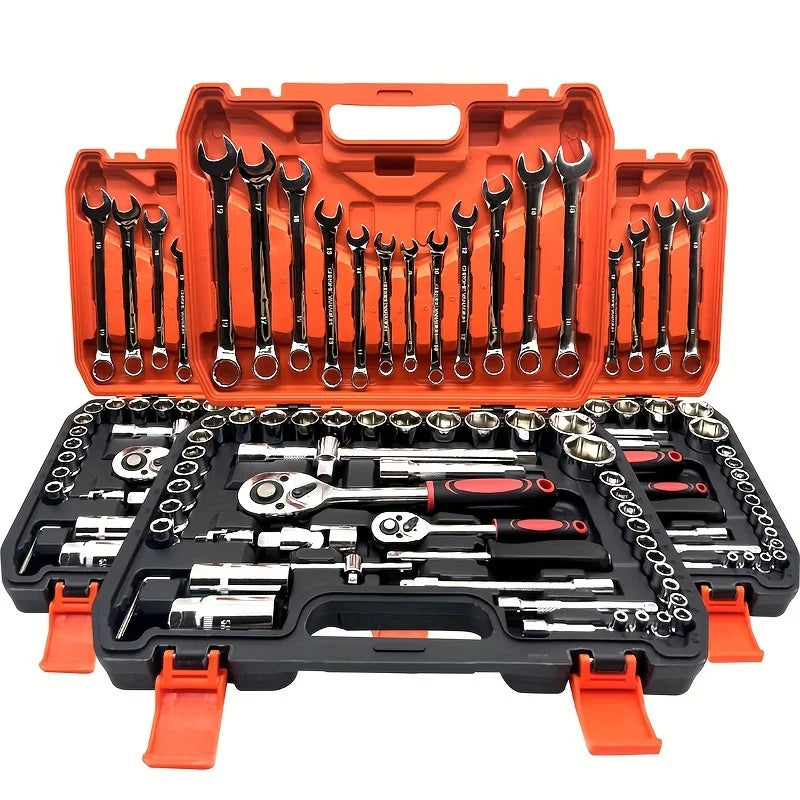 61pcs Automotive Repair Tool Set Quick Machine Repair Socket Wrench Ratchet Wrench Allen Combination Set 24 Teeth Quick Repairs