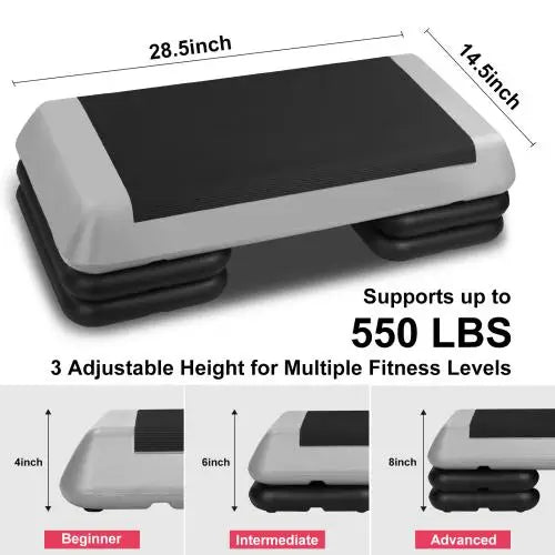 The Red Aerobic Step Platform with 4 risers, adjustable. Health club size steppers for exercise