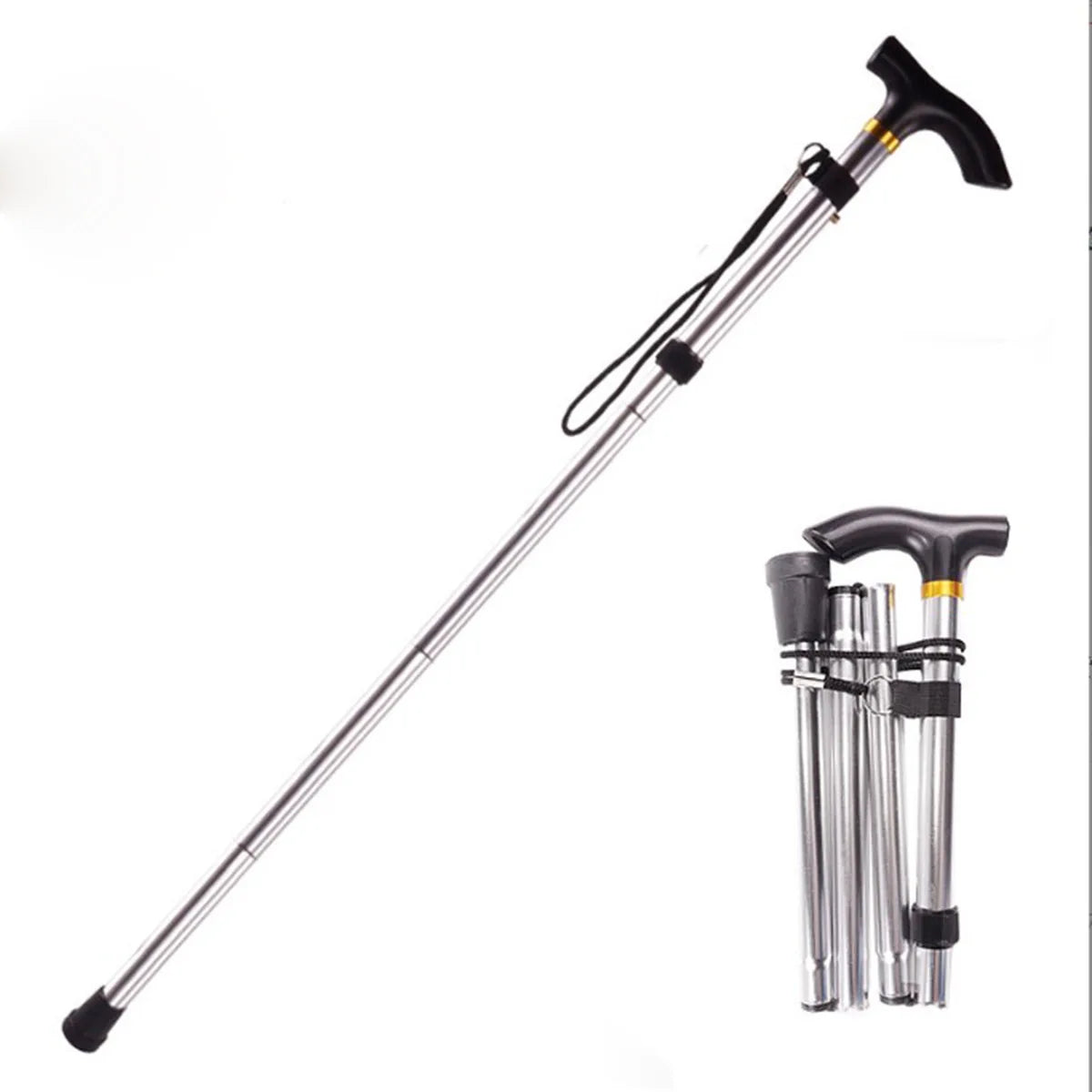 Aluminum Alloy Foldable Crutch Walking Stick Cane Outdoor Trekking Pole Anti-skid Walking Stick for the Elderly