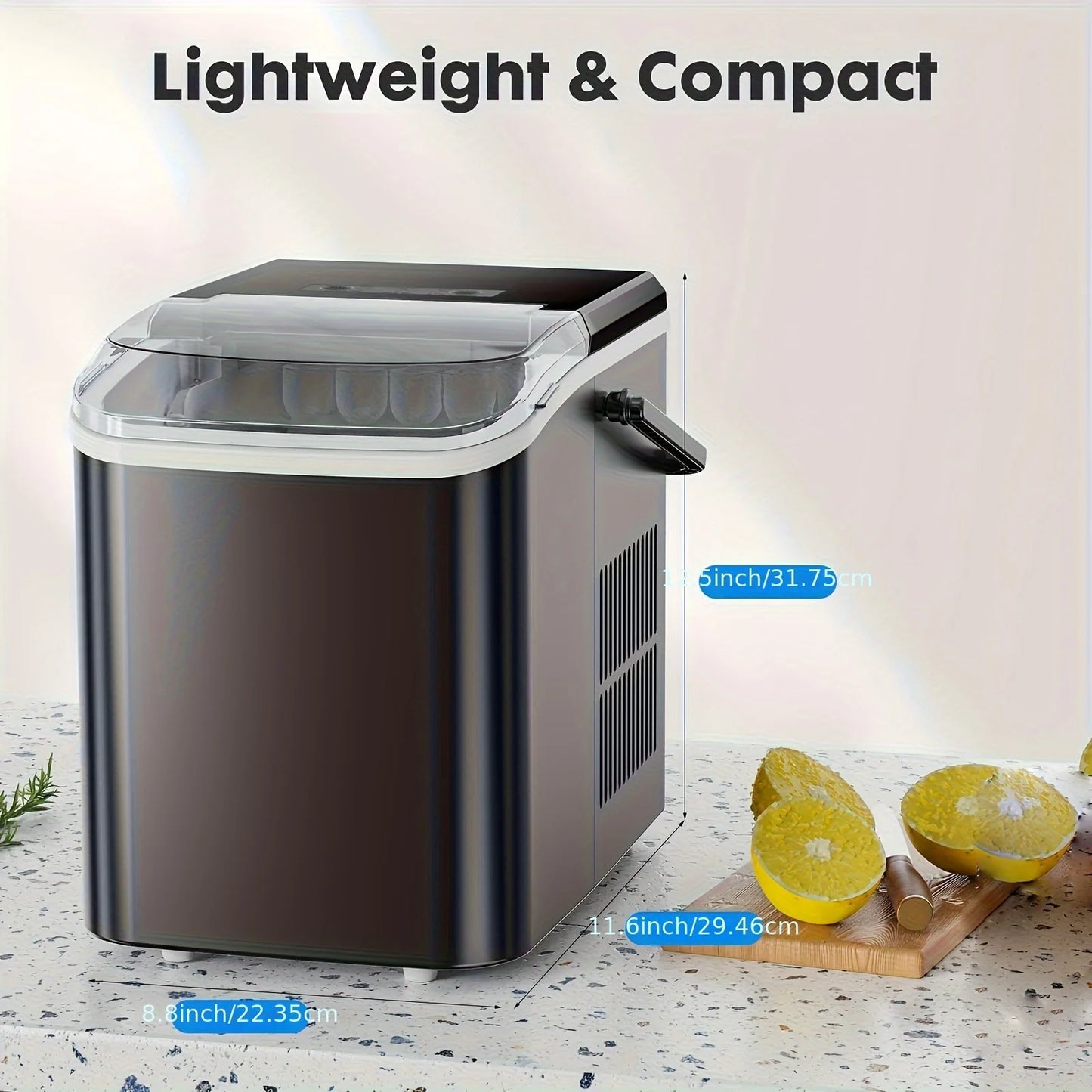 Ice Maker / Fast Bullet Ice Maker OEM Custom Branding Countertop Ice Machine 26.6lbs Daily Self Cleaning with Handle Scoop for Home Use