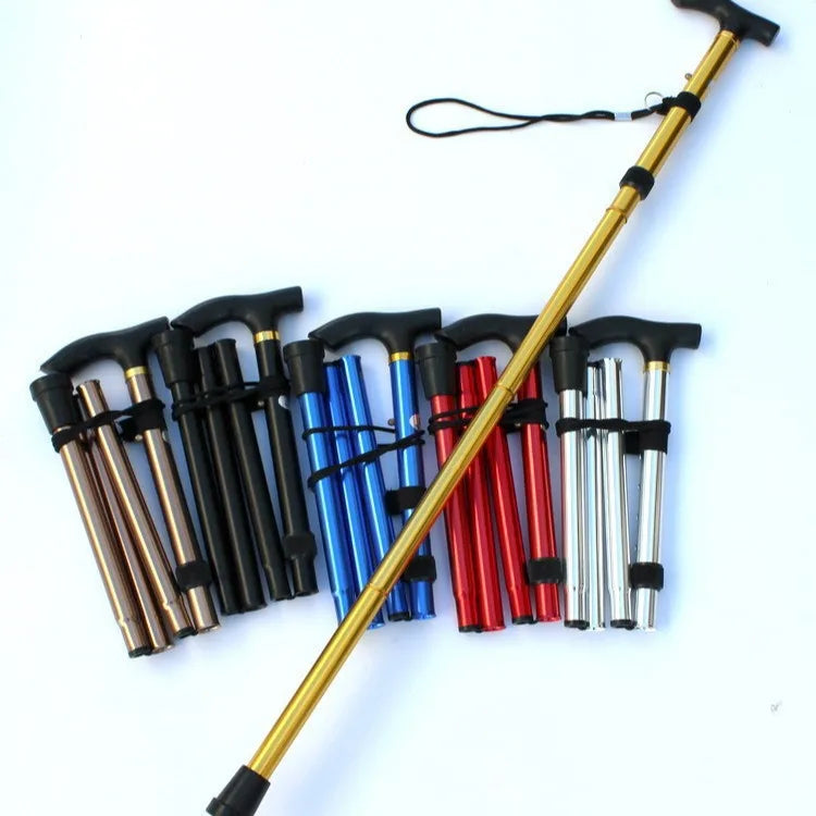 Aluminum Alloy Foldable Crutch Walking Stick Cane Outdoor Trekking Pole Anti-skid Walking Stick for the Elderly