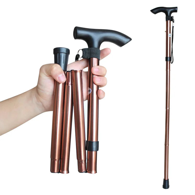 Aluminum Alloy Foldable Crutch Walking Stick Cane Outdoor Trekking Pole Anti-skid Walking Stick for the Elderly
