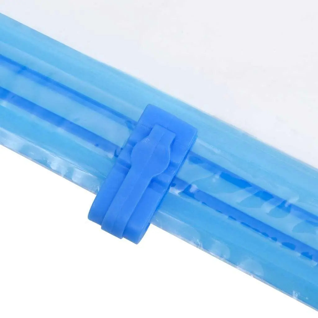 W2B VidaXL Set 20 Transparent Vacuum Travel Bags Blue Touches PE Cloth Foldable for Bedroom Kitchen Food Bedding Storage