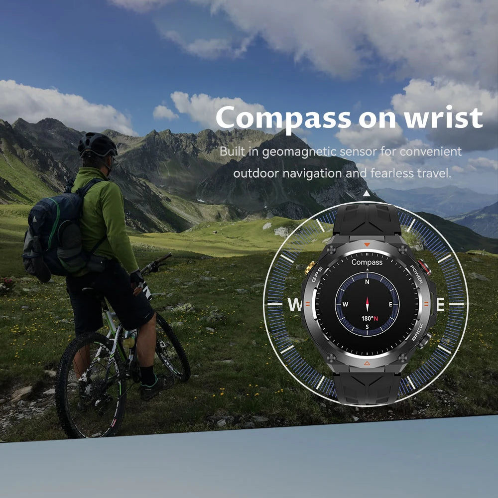 SENBONO KC82 GPS Smart Watch 1.45'' HD Screen Built-In GPS Altimeter Barometer Compass AI Voice Compatible with Android & iPhone