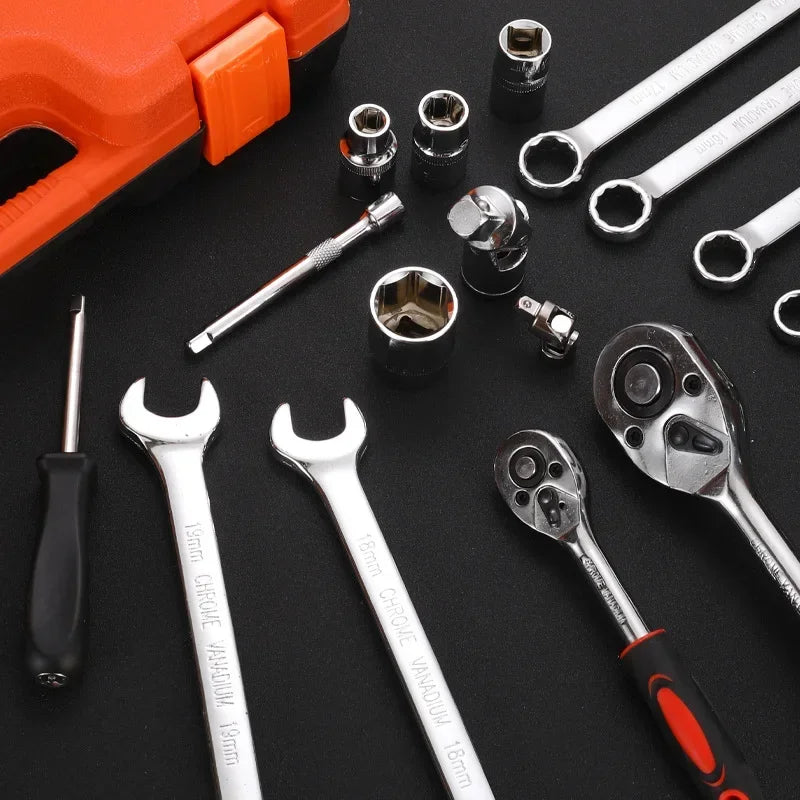 61pcs Automotive Repair Tool Set Quick Machine Repair Socket Wrench Ratchet Wrench Allen Combination Set 24 Teeth Quick Repairs