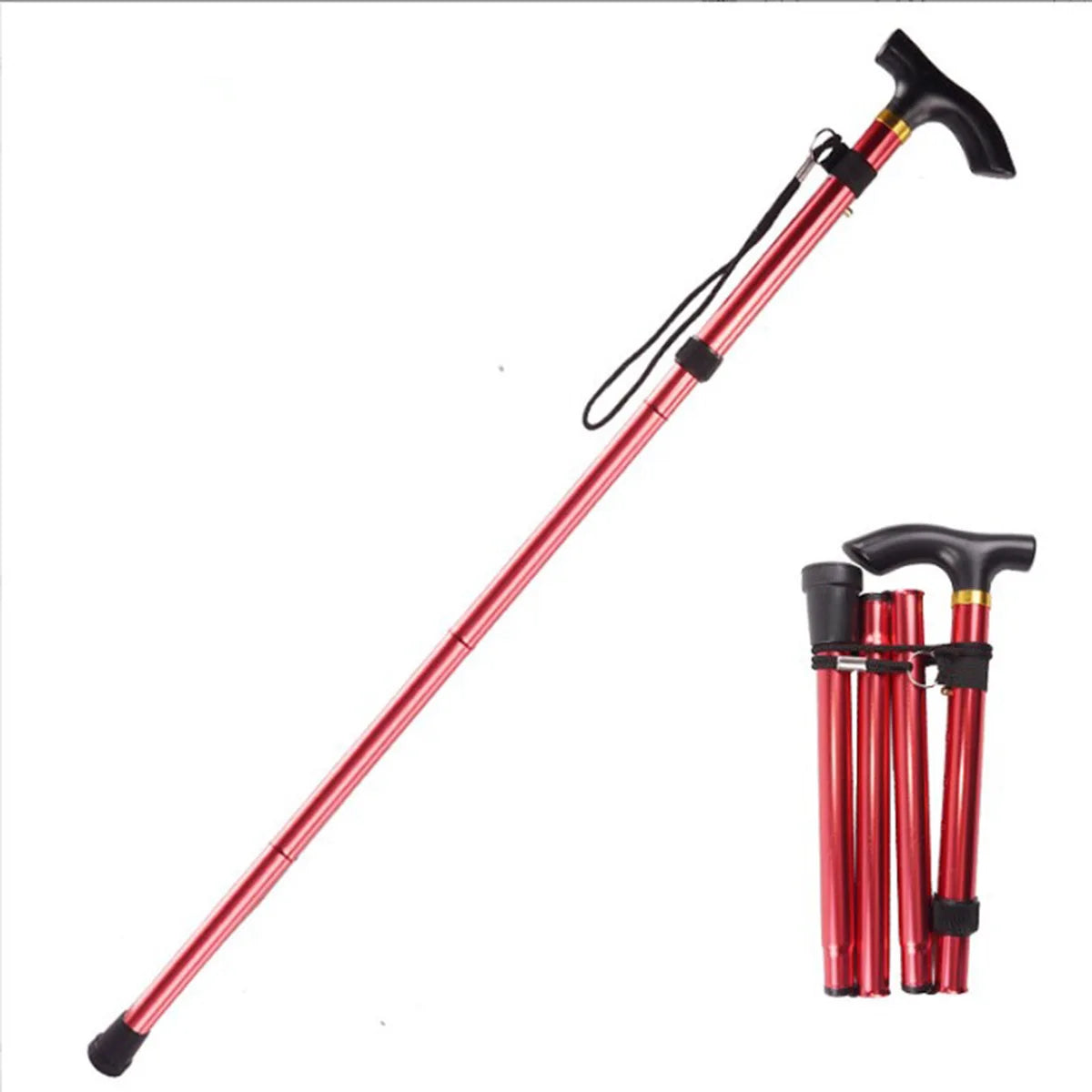 Aluminum Alloy Foldable Crutch Walking Stick Cane Outdoor Trekking Pole Anti-skid Walking Stick for the Elderly