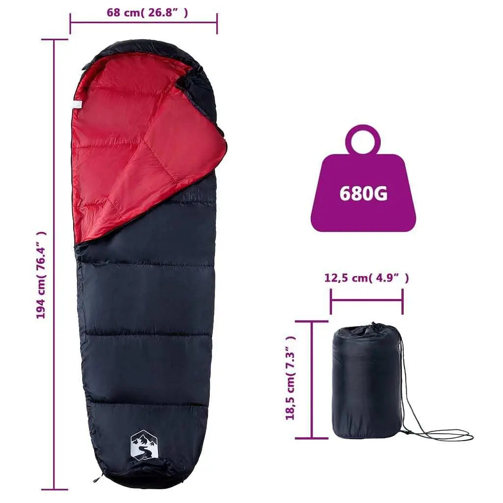 W2B VidaXL Comfortable and Lightweight Winter Sleeping Bag for Adults 3 Seasons Camping with Polyester and Nylon Mummy Style