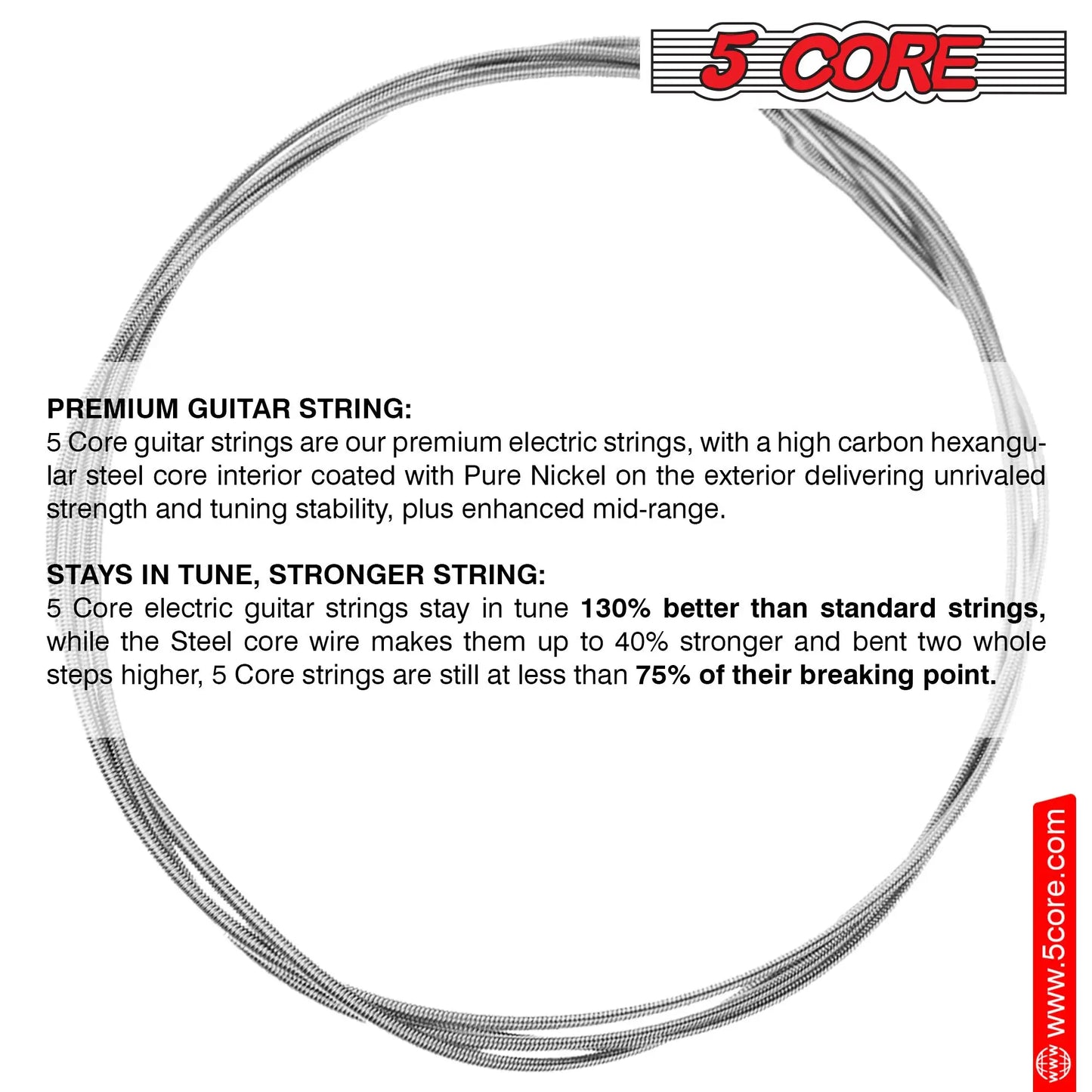 Guitar Strings / DB 5 Core Electric Guitar Strings Pure Nickel .010-.048 Gauge Rich Full Tonal Spectrum 6 String Set Made of Steel