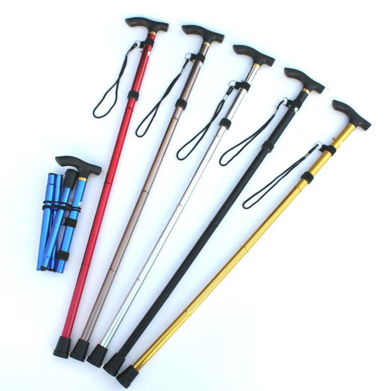 Aluminum Alloy Foldable Crutch Walking Stick Cane Outdoor Trekking Pole Anti-skid Walking Stick for the Elderly