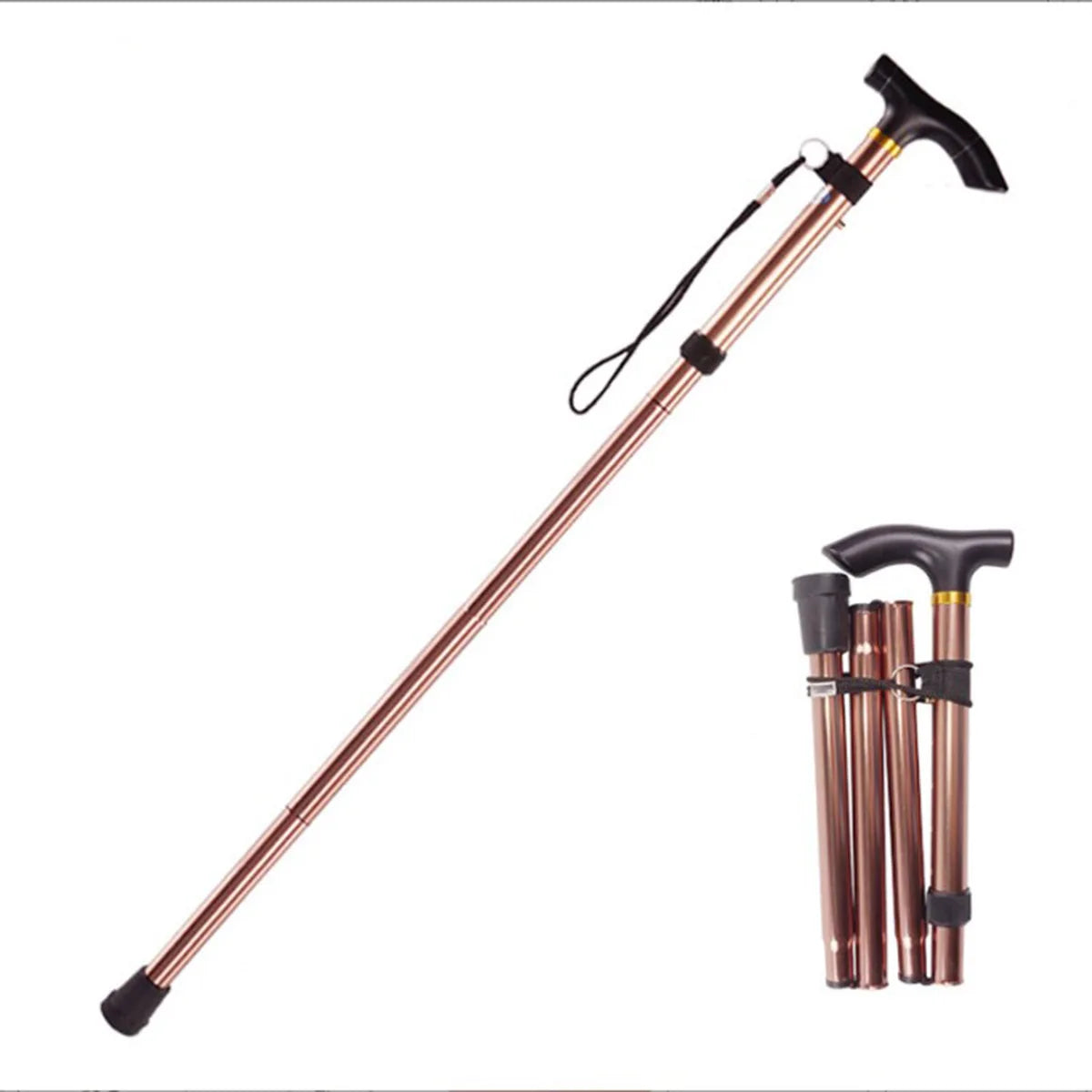 Aluminum Alloy Foldable Crutch Walking Stick Cane Outdoor Trekking Pole Anti-skid Walking Stick for the Elderly