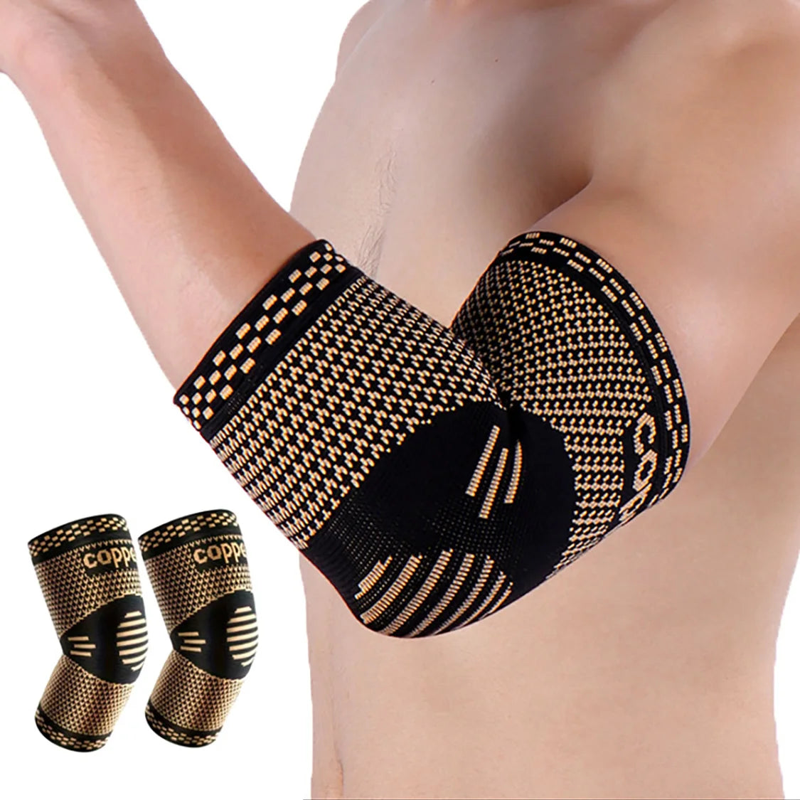 1 Pair Copper Elbow Compression Sleeve / Elbow Brace for Sports