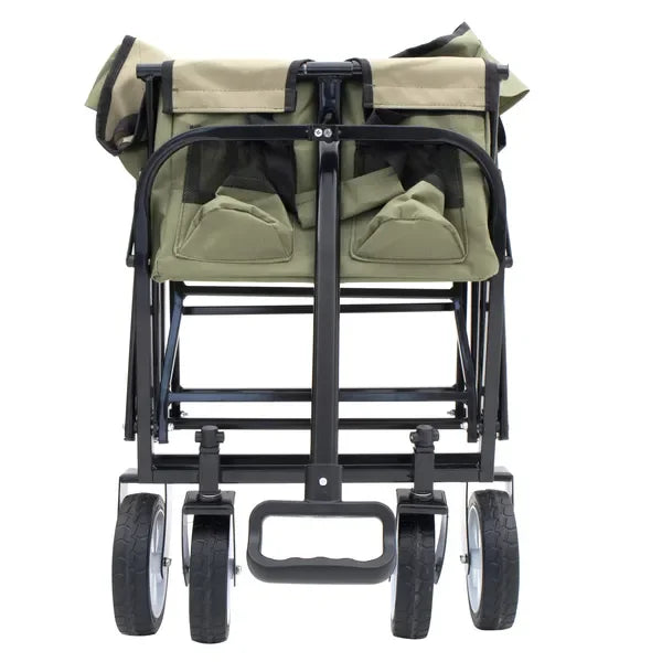 All-Terrain Green FCJ Folding Wagon Cart Collapsible Utility Grocery Shopping Cart for Camping Gardening Fishing Supports 225lbs