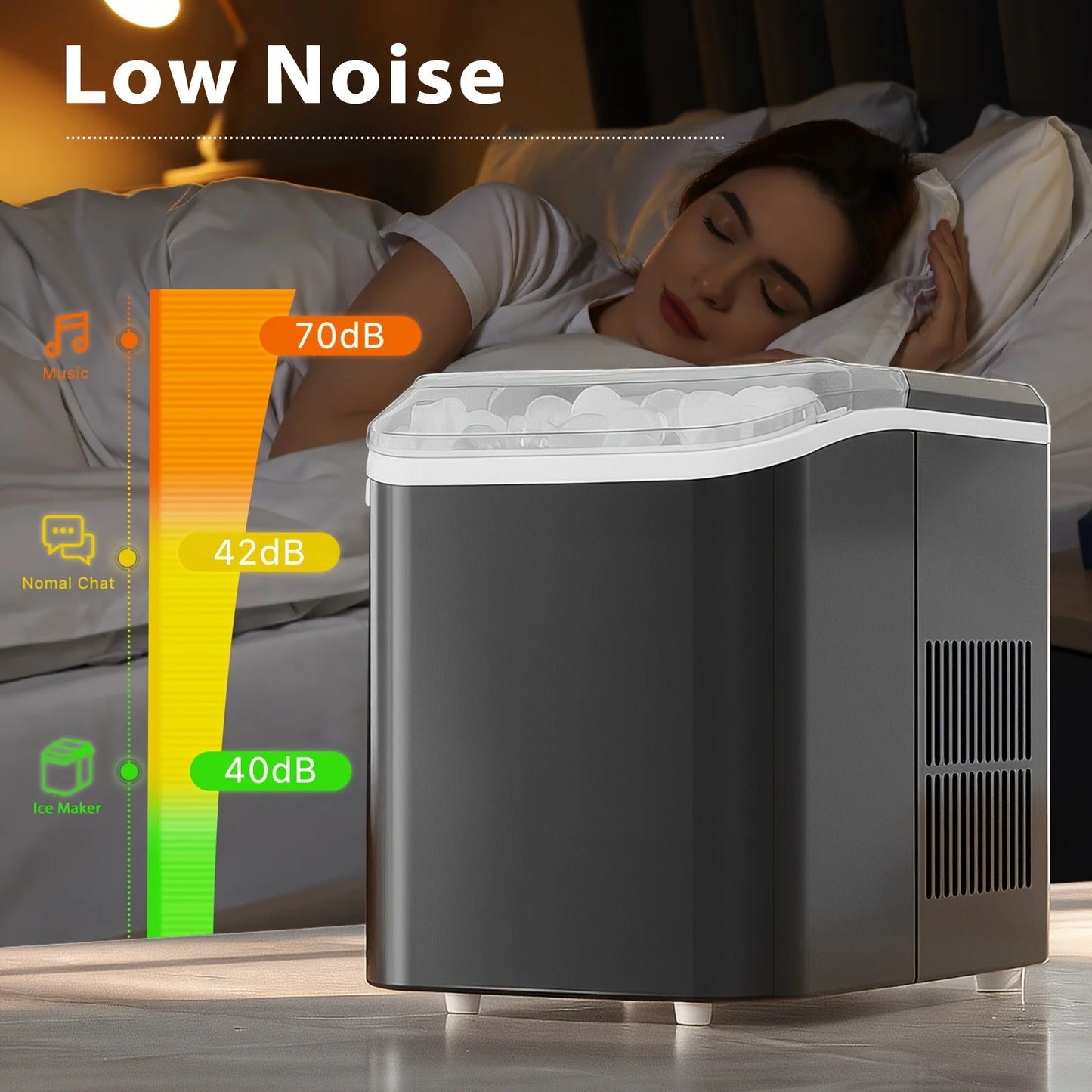 Ice Maker / Fast Bullet Ice Maker OEM Custom Branding Countertop Ice Machine 26.6lbs Daily Self Cleaning with Handle Scoop for Home Use