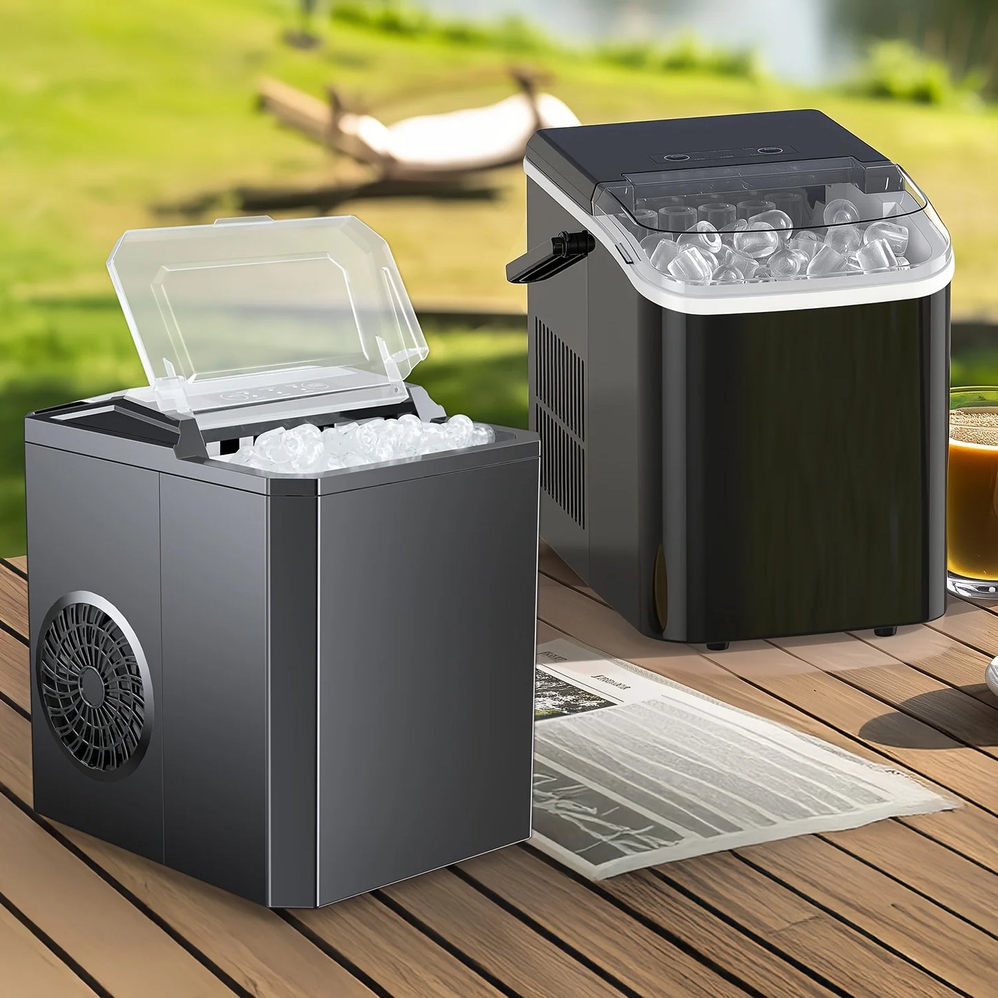Ice Maker / Fast Bullet Ice Maker OEM Custom Branding Countertop Ice Machine 26.6lbs Daily Self Cleaning with Handle Scoop for Home Use