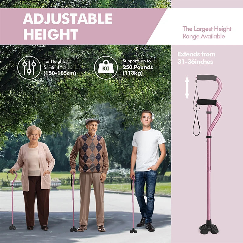 AG KINGGEAR Adjustable Lightweight Portable Hand Walking Stick Collapsible Foldable Canes for Men Women