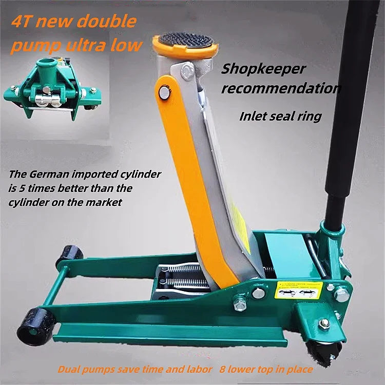 Automotive Jack / 4T Ton Manual Lifting Tool Double Pump Horizontal Hydraulic Jack for Car Manufacturing Plant Steel New Low Cost for Retail