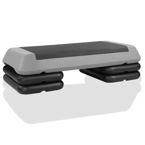 The Red Aerobic Step Platform with 4 risers, adjustable. Health club size steppers for exercise