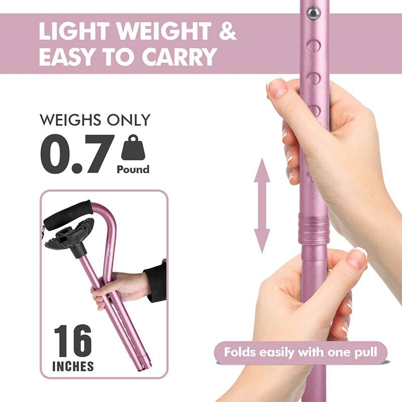 AG KINGGEAR Adjustable Lightweight Portable Hand Walking Stick Collapsible Foldable Canes for Men Women