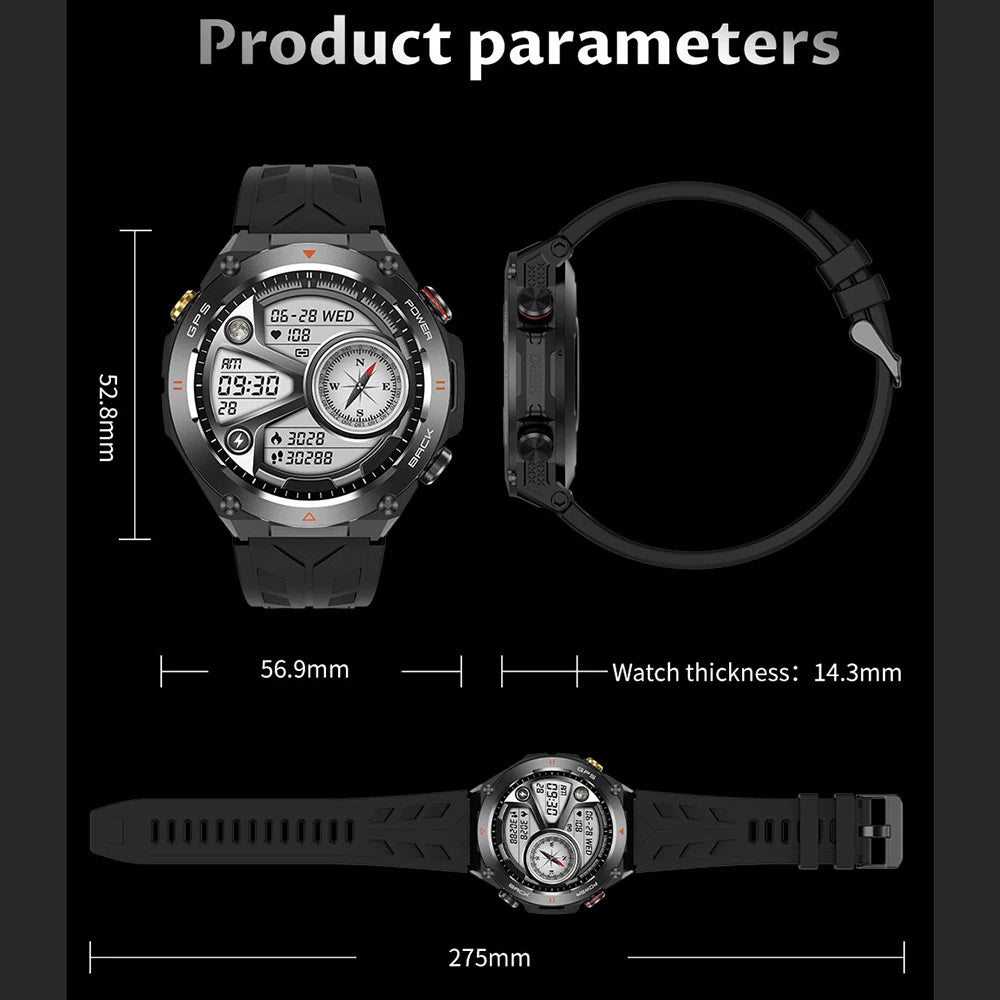 SENBONO KC82 GPS Smart Watch 1.45'' HD Screen Built-In GPS Altimeter Barometer Compass AI Voice Compatible with Android & iPhone