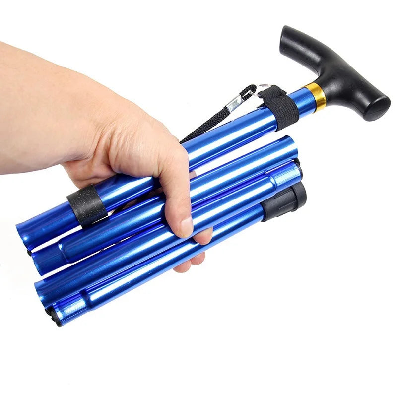Aluminum Alloy Foldable Crutch Walking Stick Cane Outdoor Trekking Pole Anti-skid Walking Stick for the Elderly