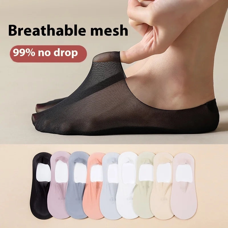 FCJ Women's Summer Thin Breathable Traceless Invisible Socks