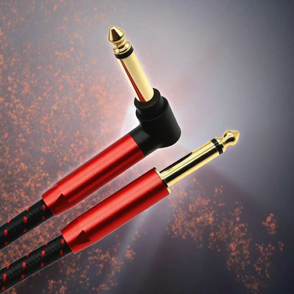 Guitar Cable / 6.35mm Guitar Cable 3M Electric Instrument Bass AMP Cord for Electric Mandolin, Pro Audio (Right Angle to Straight, Black)