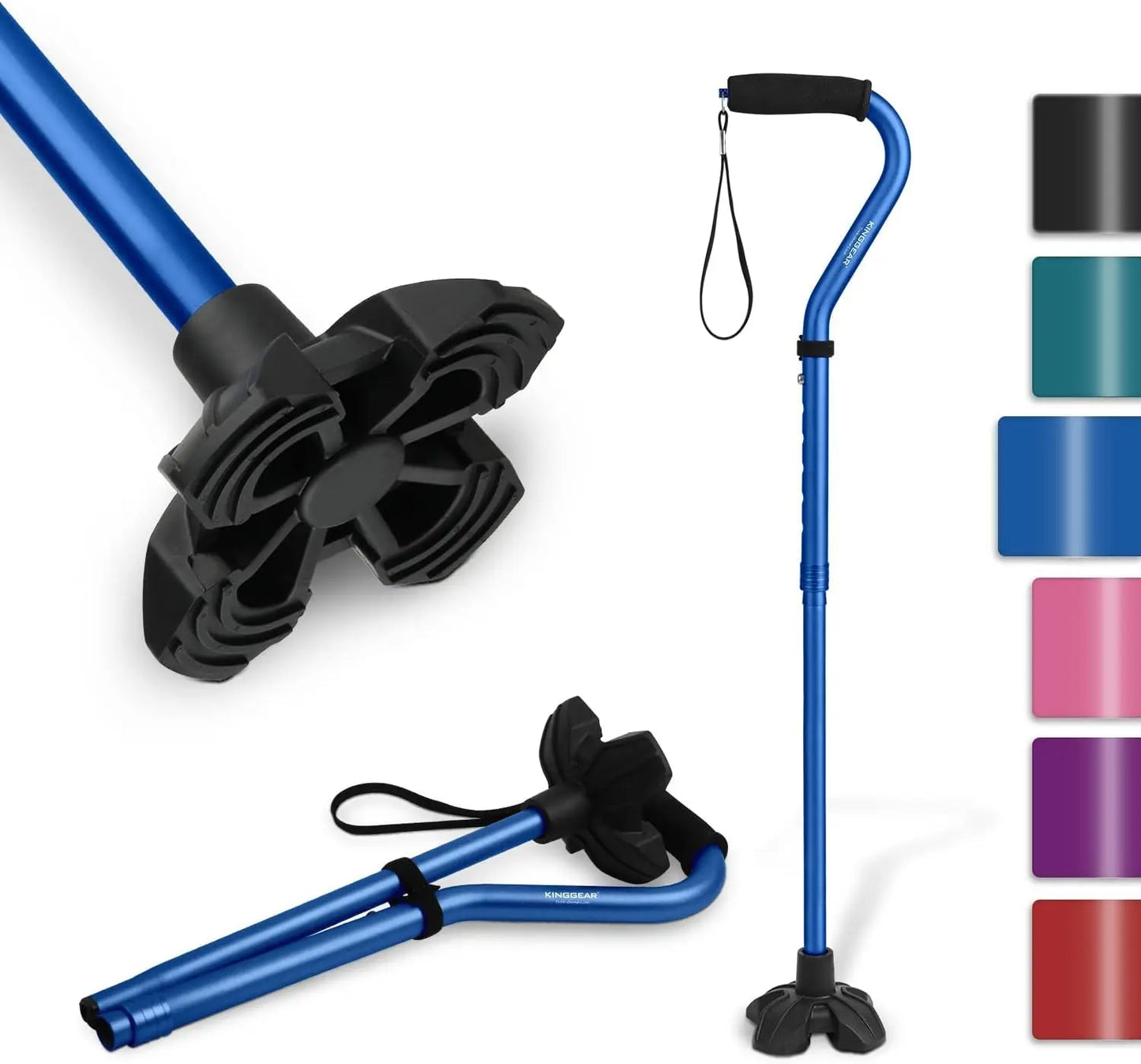 AG KINGGEAR Adjustable Lightweight Portable Hand Walking Stick Collapsible Foldable Canes for Men Women