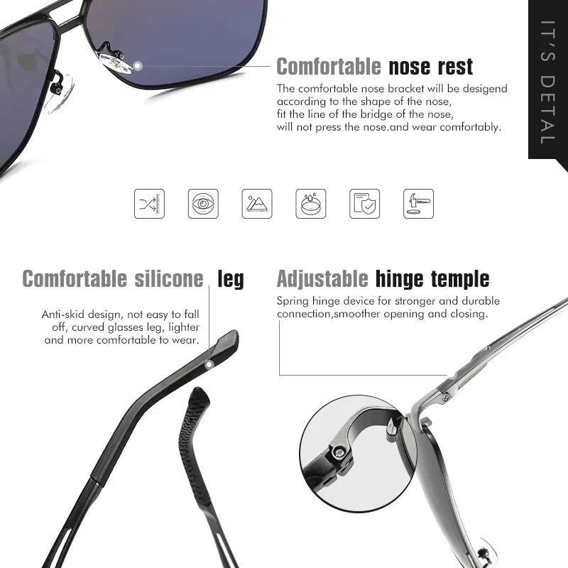Men's Outdoor Polarized Pilot Sunglasses with UV400 Protection Sports Eyewear for Driving and Sun Activities