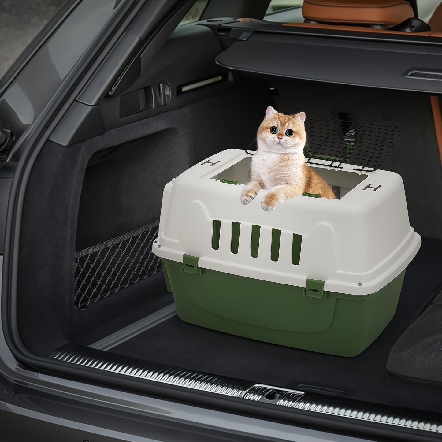 Pet Carrier / MoNiBloom 22-Inch Dog Crate Plastic 2-Door Top Loading Cat Carrier, Hard-Sided Dog Travel Carrier for Small Dogs and Cats, Ventilation and Security Lock Design for Pets up to 22 lbs