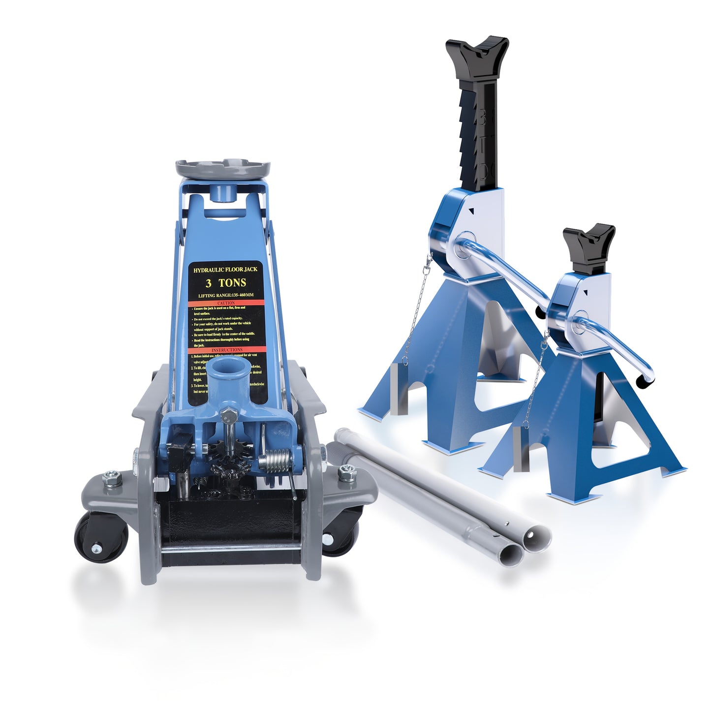 Low-Profile Hydraulic Floor Jack(One) / Jack Stands(1 Pair ) / Combination Of Hydraulic Jack And Jack Stands, Hydraulic Trolley Car Jack, Jack Combo, Small Jack, Capacity 6600 Lbs., For Car shops