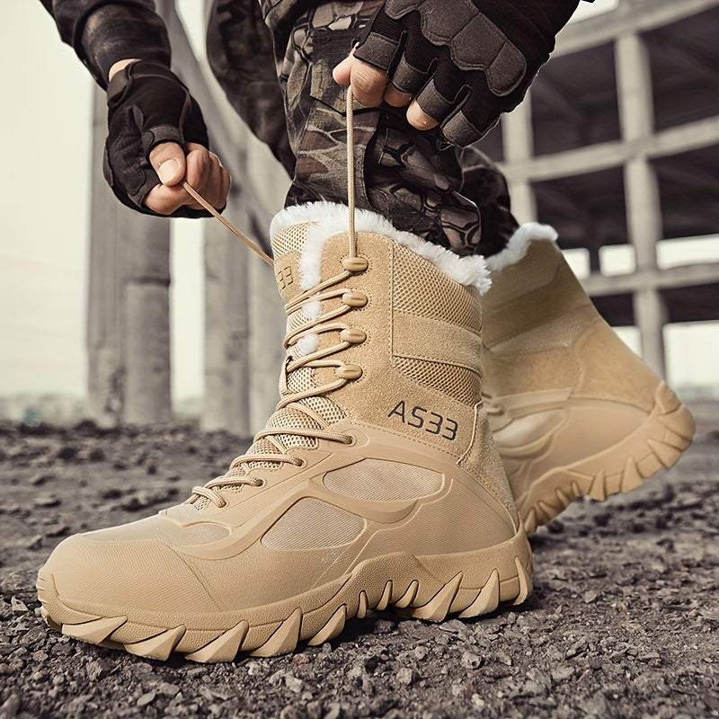 Non-slip Men's Tactical Hiking Boots, Wear-resistant Winter Outdoor Camping Trekking Shoes for Snow