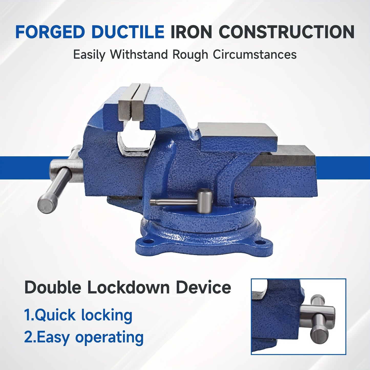 Vise / 6 Inch / 5 Inch Bench Vise with Anvil 360° Swivel Locking Base Tabletop Clamp Heavy Duty Vice Swivel Base Bench for Processing Metals, Woods, Plastics, Etc Manual Or Mechanical Processing Such As Sawing, Filing, Drilling And