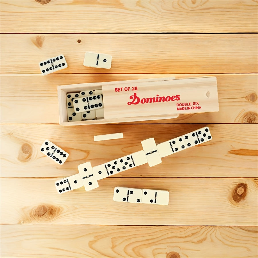 Dominoes - Classic Game with 28 Dominoes, 2-4 Players; Beautifully Boxed for Casual Play, Acrylic Material, Durable Box