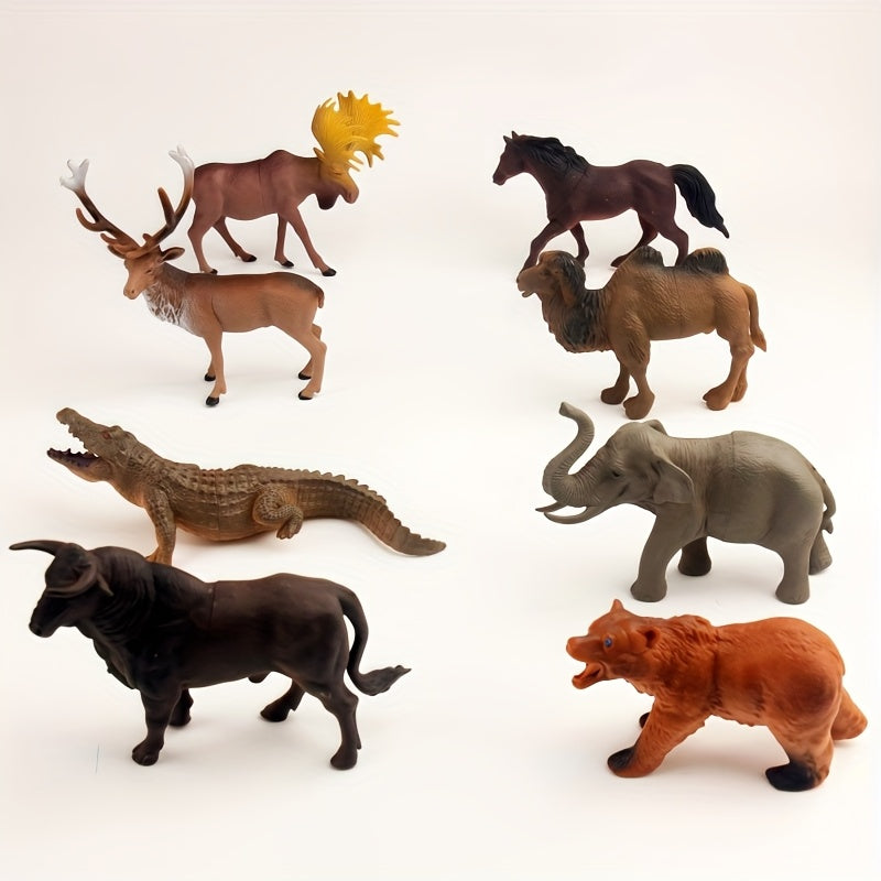 Toys / 8pcs set of large simulation wildlife park cognitive model scene crocodile bullfighting elephant camel bear deer home decoration for Christmas,halloween decorations,fall home decor Collectible Figurines
