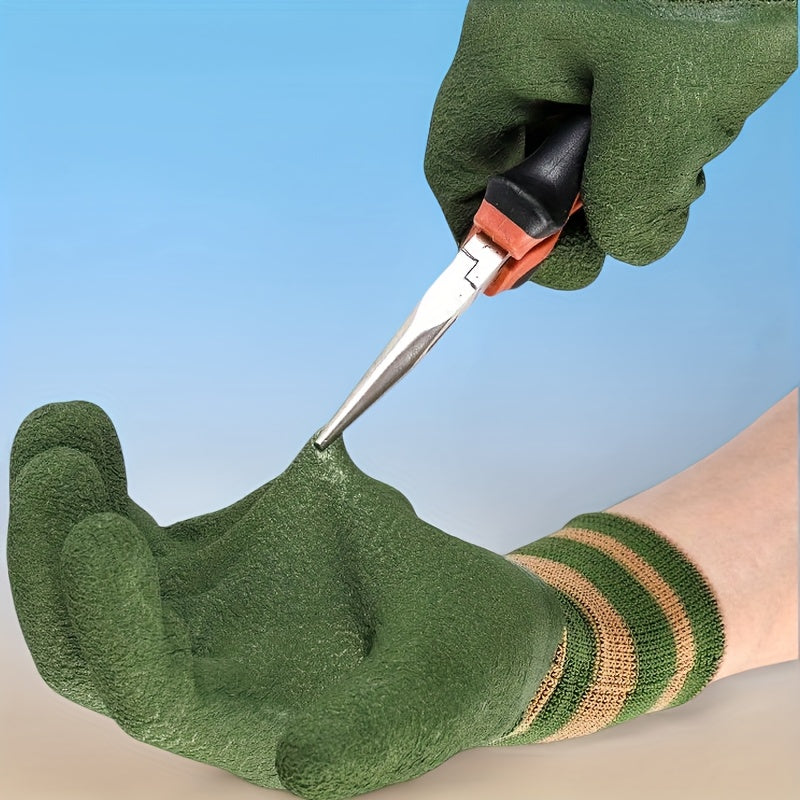 3 Pairs Heavy-Duty Gardening & Industrial Gloves - Puncture-Proof, High Quality, Wear-Resistant, Reinforced Palm & Cuffs, Breathable Mesh Wrist, Washable Rubber Gloves for Rose Gardening, Landscaping, DIY Projects, Landscape