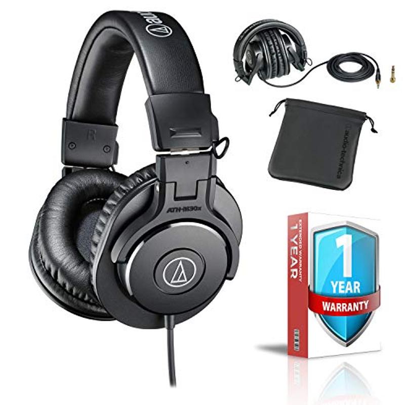 Headphones / Audio Technica ATH-M30x Professional Monitor Headphones With Protective Carrying Case with Extended Warranty