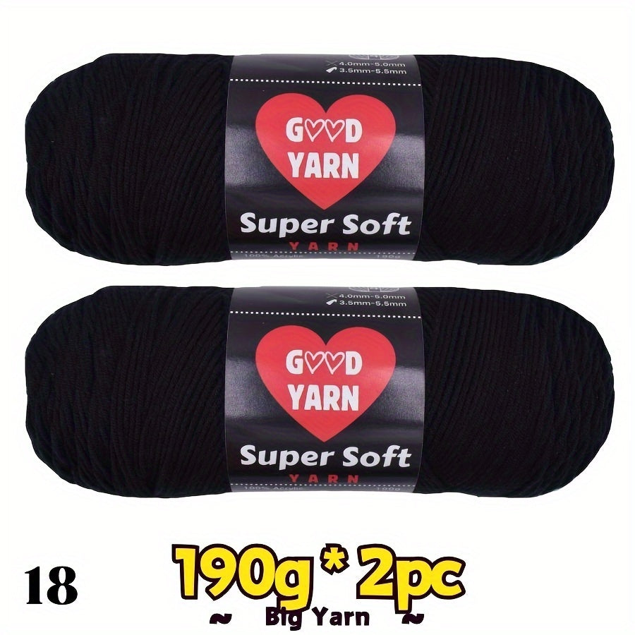 2pc*190g big 100% Acrylic yarn for knitting, crocheting, amigurumi and craft projects, #4-Worsted Yarn