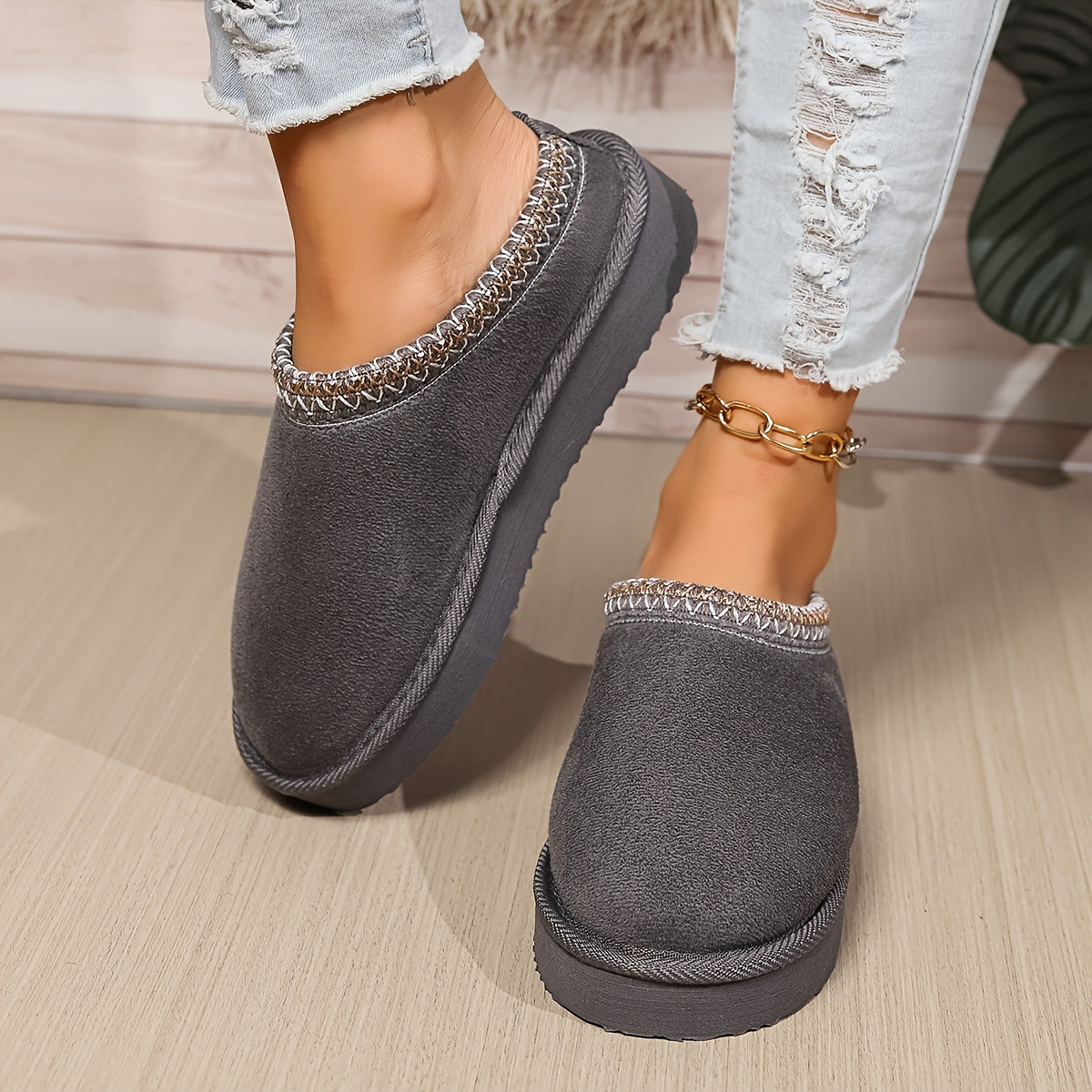Womens Ultra-Soft Thermal Slippers - Indoor Quilted Ankle Boots with Non-Skid Sole - Perfect Cozy House Shoes for Winter Lounging