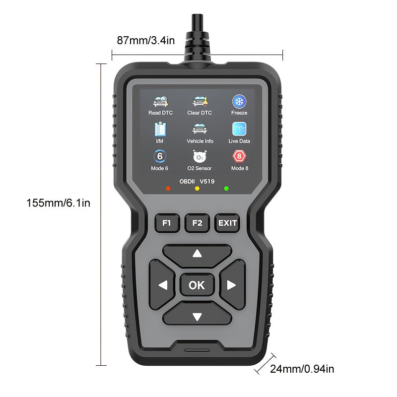 Professional OBD2 Diagnostic Scanner Tool - Suitable for All OBD II Protocol Cars Since 1996, Engine Fault Detector, Advanced Code Reader, Battery Tester, I/M Readiness Checker and Eraser, Without Battery