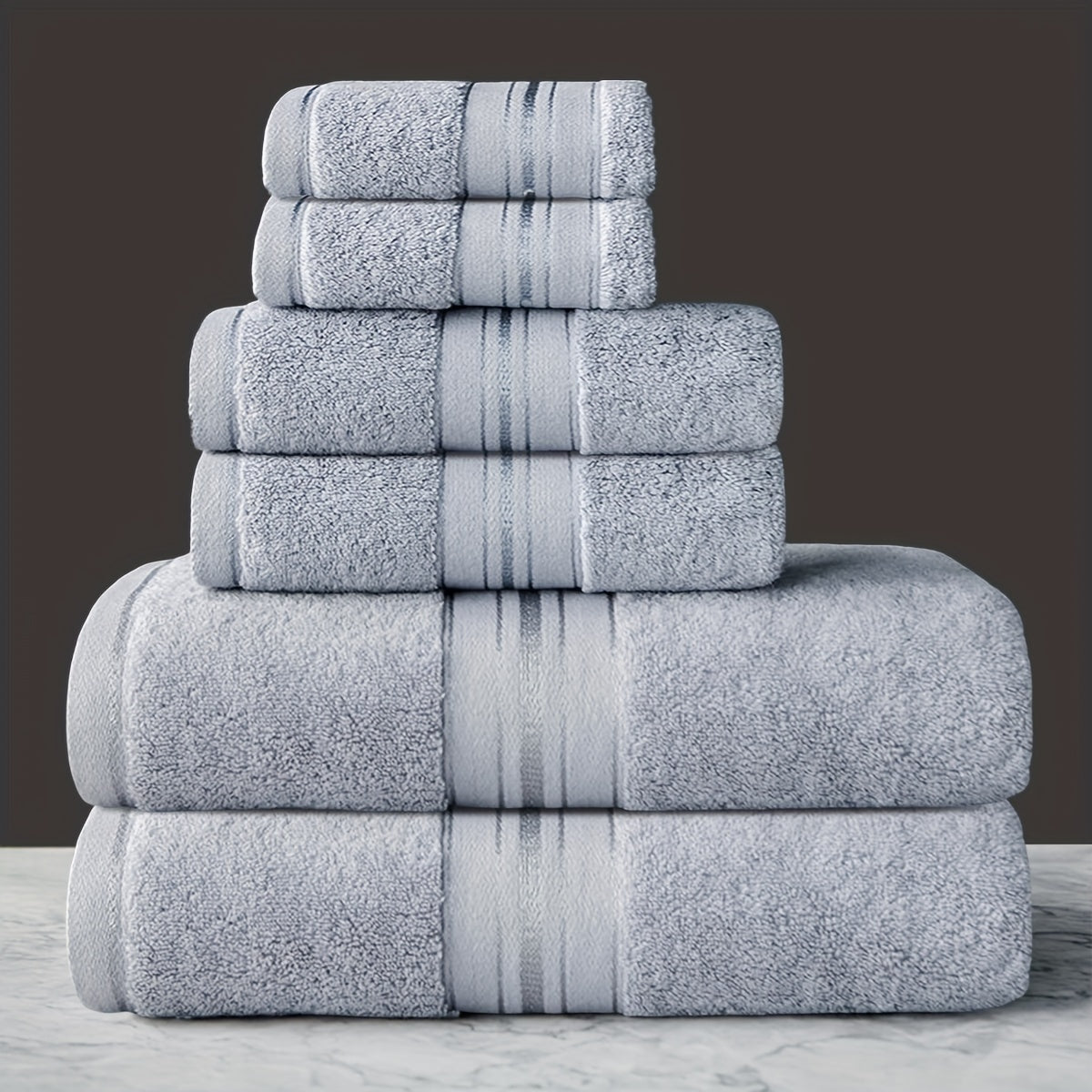6-pce Bath Towel Set, Pure Cotton Bath Towels and Towels, 2 Bath Towels+2 Hand towels+2 Washcloths, Soft Shower Moisture Absorbing Cotton Bath Towel Set, Bathroom Towel Set, Bathroom Supplies, Household items