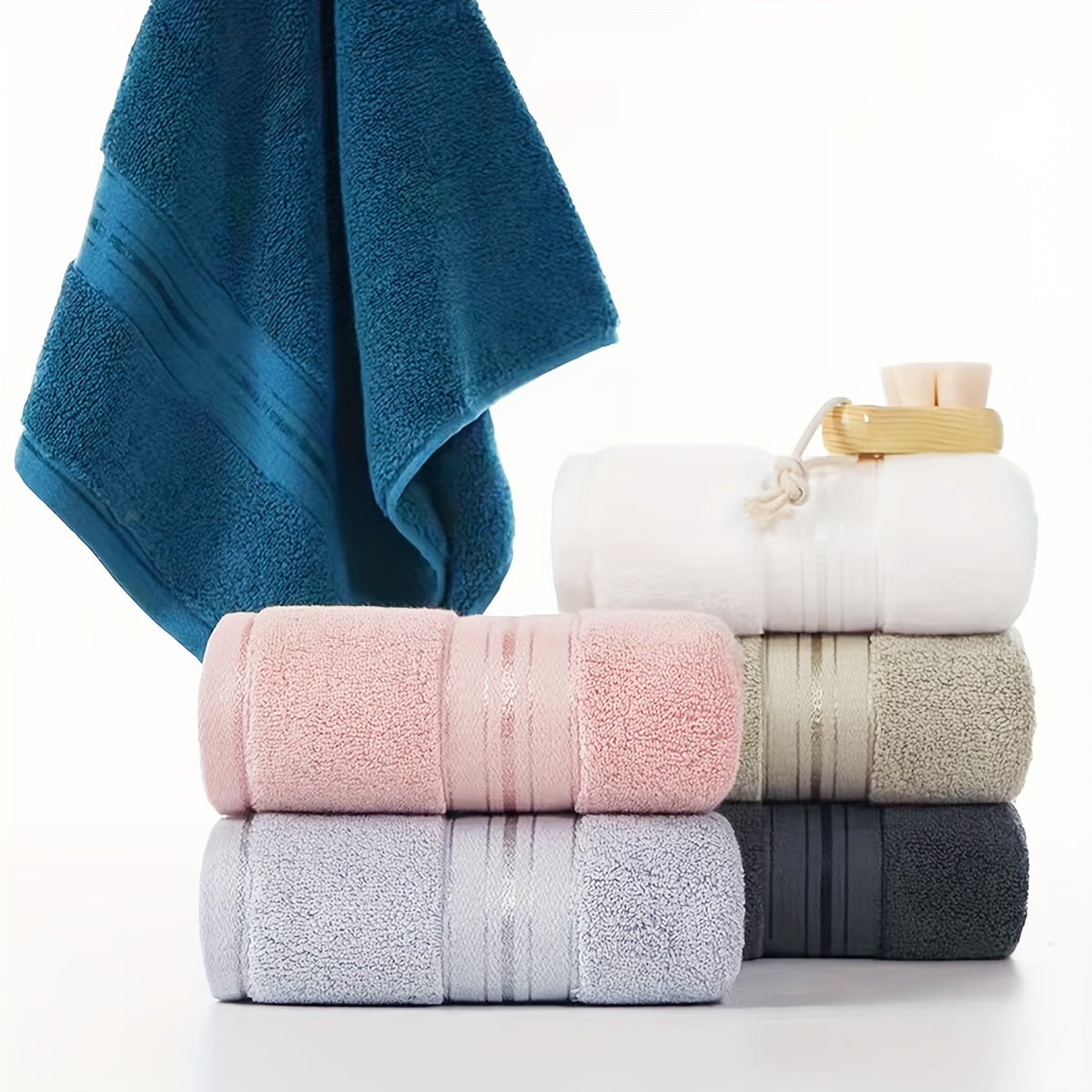 6-pce Bath Towel Set, Pure Cotton Bath Towels and Towels, 2 Bath Towels+2 Hand towels+2 Washcloths, Soft Shower Moisture Absorbing Cotton Bath Towel Set, Bathroom Towel Set, Bathroom Supplies, Household items