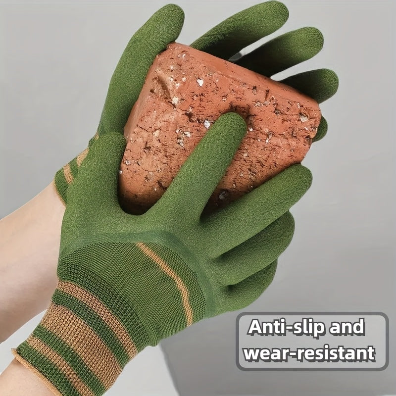 3 Pairs Heavy-Duty Gardening & Industrial Gloves - Puncture-Proof, High Quality, Wear-Resistant, Reinforced Palm & Cuffs, Breathable Mesh Wrist, Washable Rubber Gloves for Rose Gardening, Landscaping, DIY Projects, Landscape