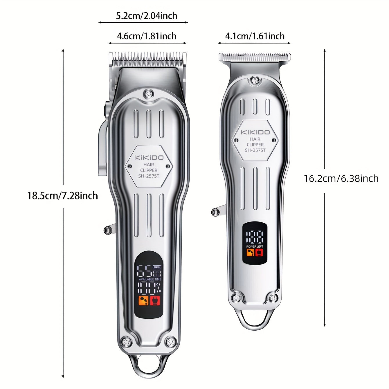 KIKIDO KK-2575T Men's Hair Clipper Set - 2-in-1, High-Speed, Zero Gap Blade, LCD Display, Rechargeable Wireless | 11 Limit Combs, Home & Salon Use