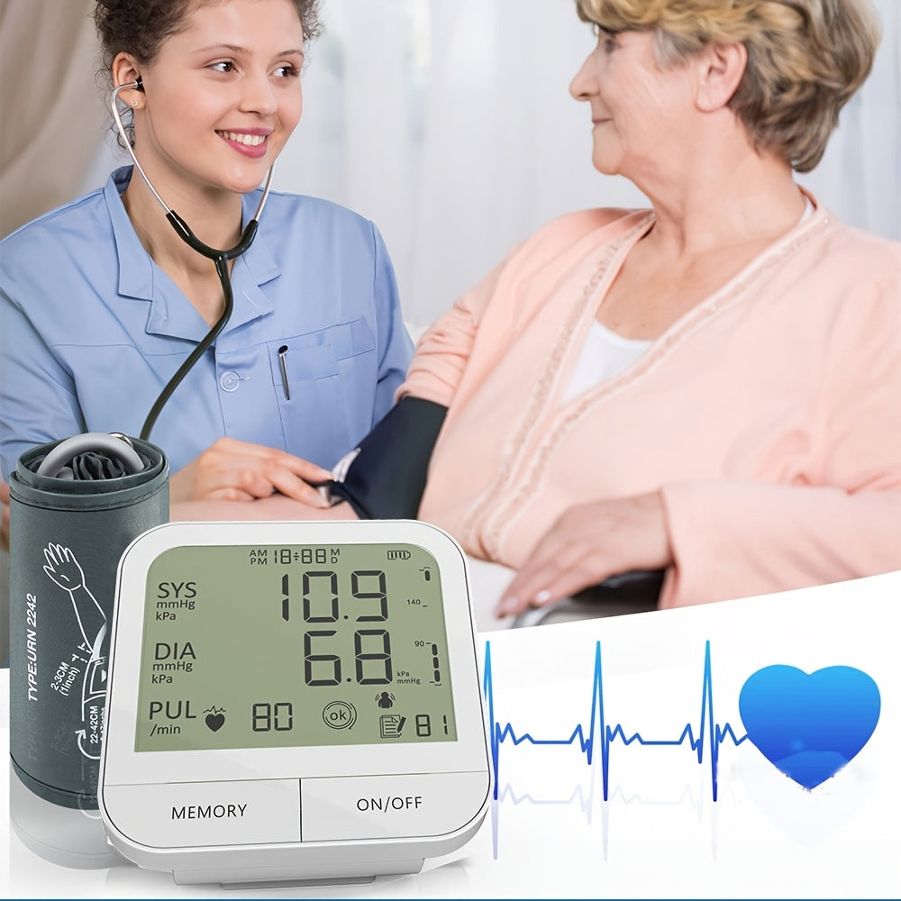 The Upper Arm Health Tracker Features a 4.33-Inch High-Definition Display, Voice Announcements, One-Button Operation, And Dual Detection of Heart Rate And Vital Signs, Making It Suitable for Daily Health Management at Home (B