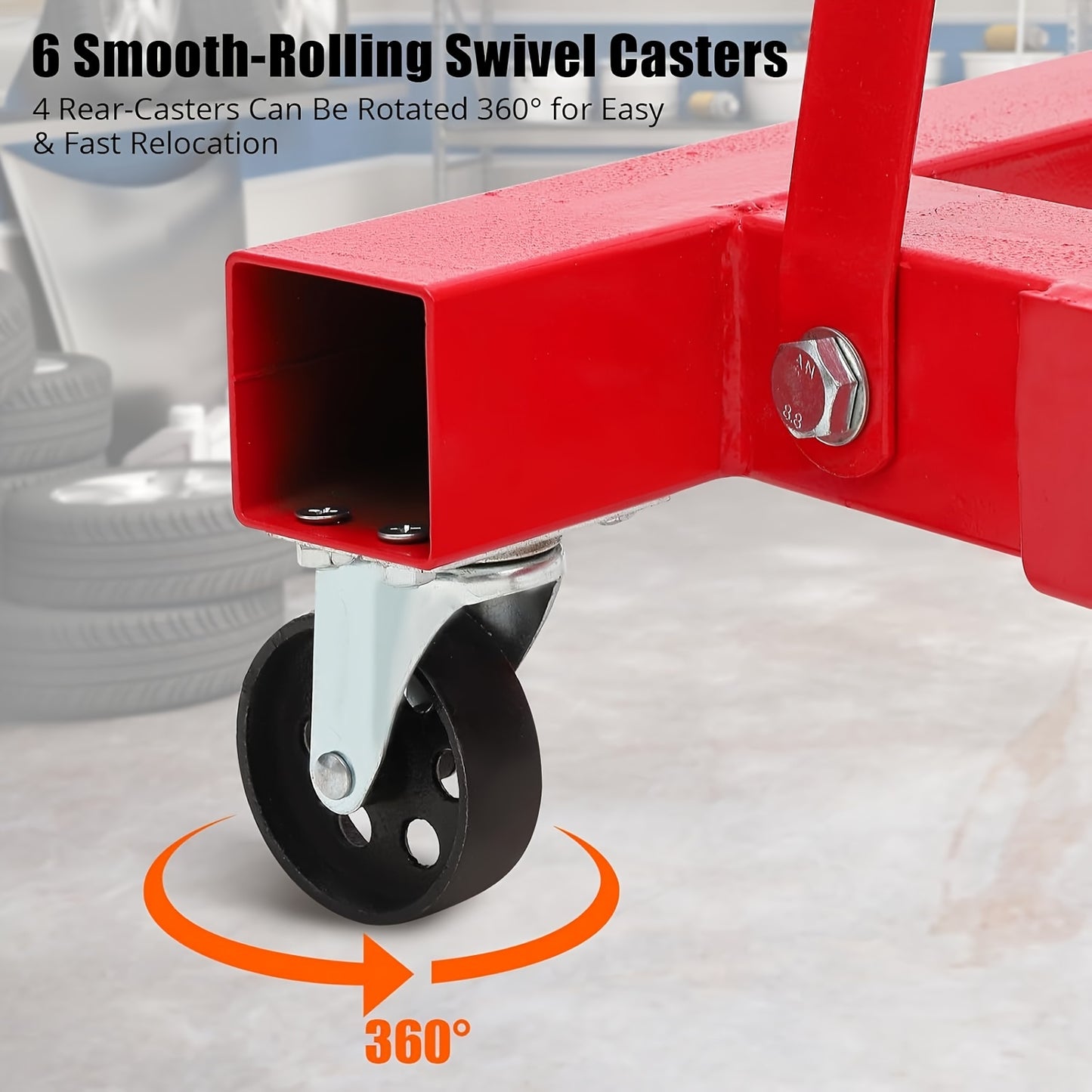 2-Ton Capacity 4400LBS Mobile Hydraulic Engine Hoist with 6 Wheels - Heavy Duty Folding Cherry Picker Crane for Engine Loading & Lifting, Compact Design for Mechanics, Shops, and Construction, Vehicle Maintenance, Robust Cons