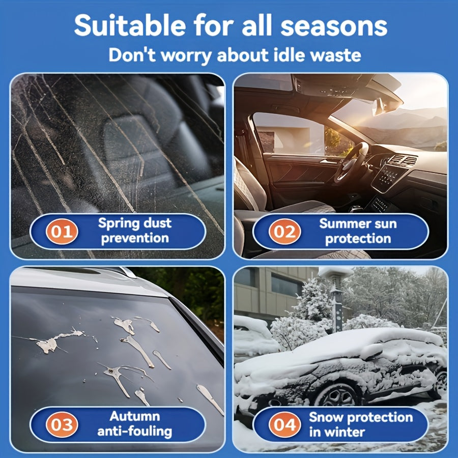 Automobile Sunshade with Winter Protection / Car Windshield Snow Cover Protection for Snow, Ice, UV, Frost Wiper & Mirror Protector, Windproof Sunshade Cover for Cars, Compact SUV Sunshade Cover for Cars Windshield