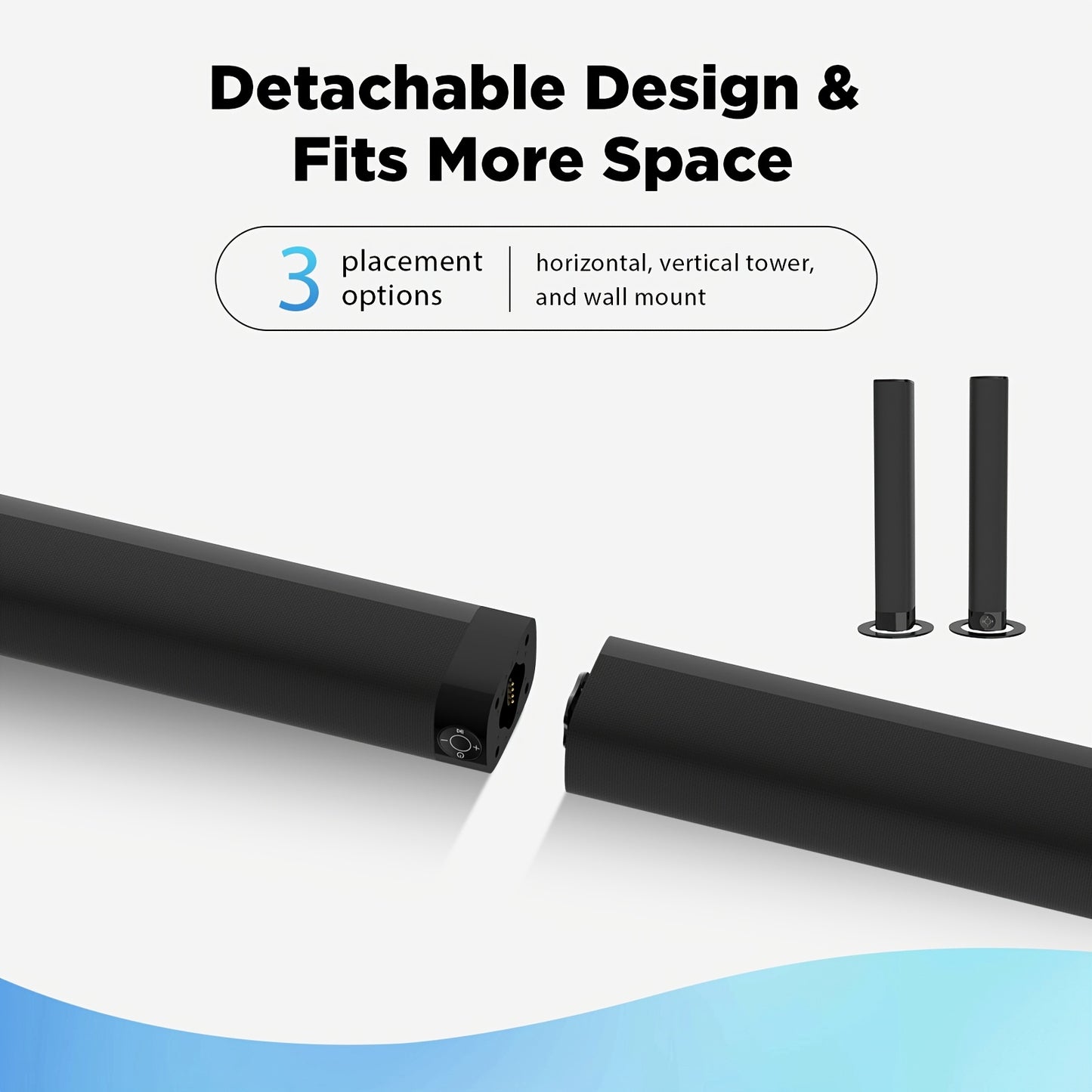 60W TV Speakers, Smart TV Speakers Wireless Speaker, Wired and Wireless Speakers, with ARC/ Optical/ AUX Connection, Detachable 32inch Speakers