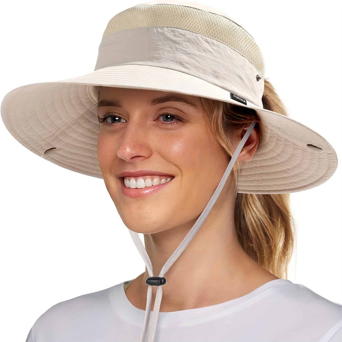 CAMPTRACE Women'S Wide Brim Sun Hat with Ponytail Hole - Breathable, Packable Design for Beach, Hiking & Safari, Lightweight Straw Cap, Beach Hat